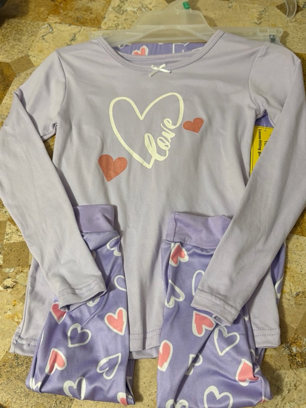 Kids Lavender Heart 'Love' Pajama Top and Pants Set
